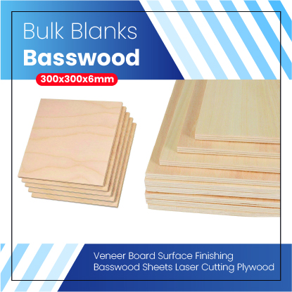 Basswood Plywood 300x300x6mm 30Pcs