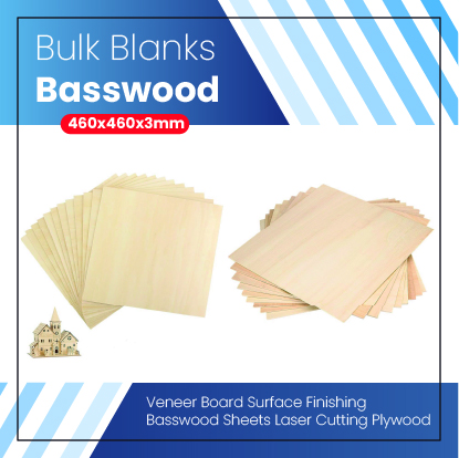 Basswood Plywood 460x460x3mm 10Pcs