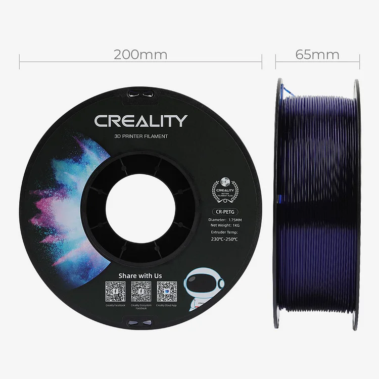 CR PETG 3D Printing Filament Transparent Blue