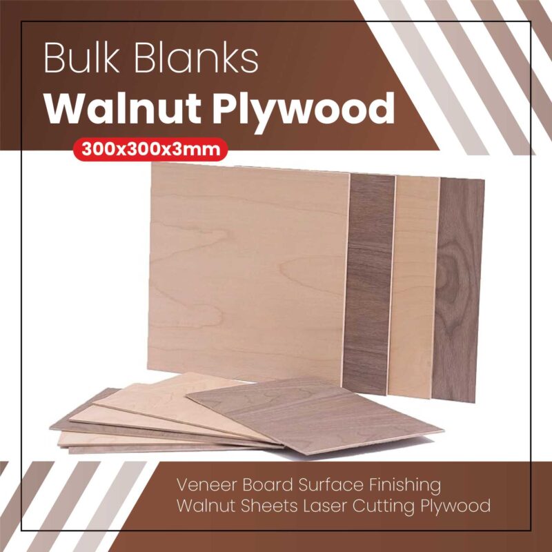 Walnut Plywood 300x300x3mm 10Pcs