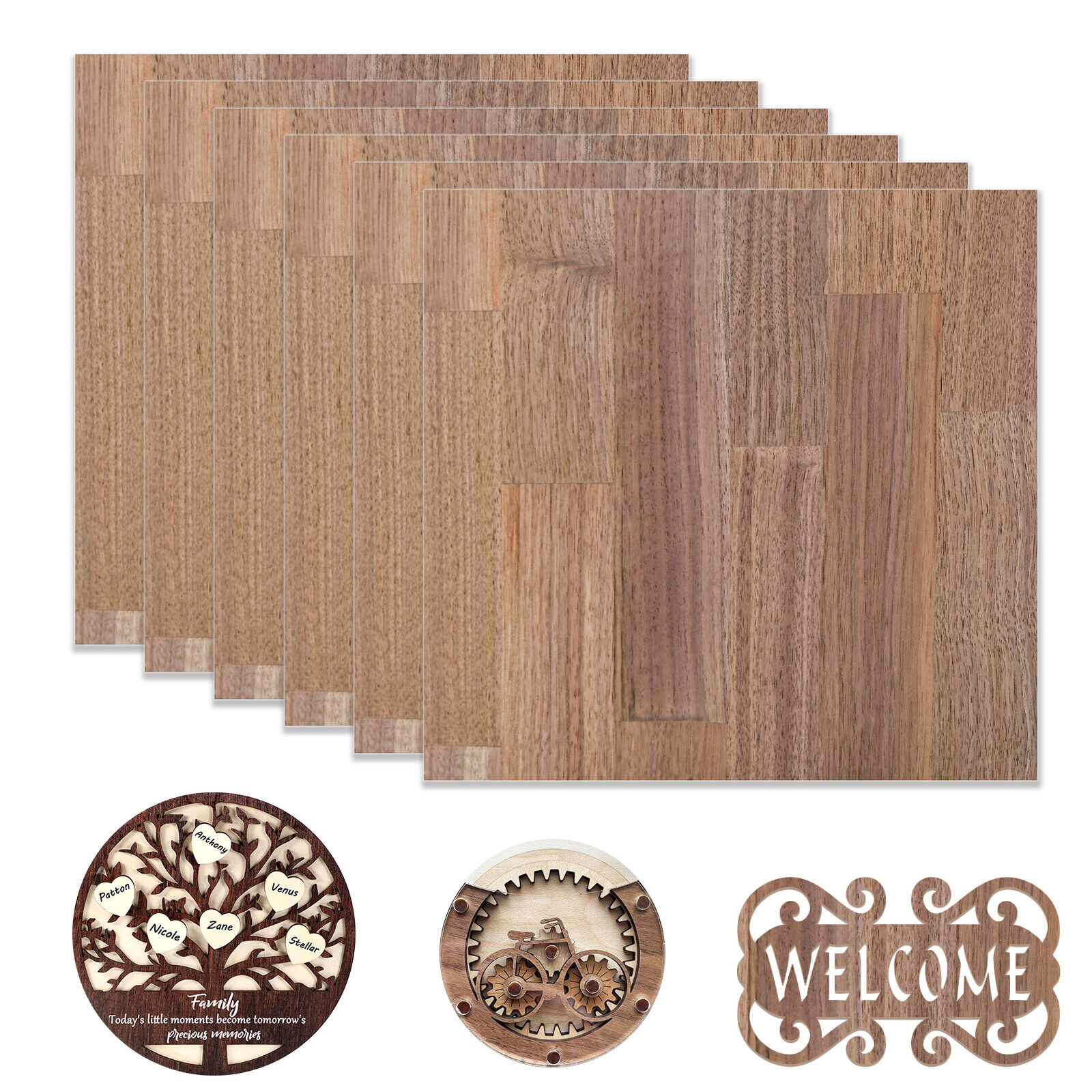 Walnut Plywood 200x300x3mm 10Pcs, Walnut Plywood 200x300x3mm 20Pcs, Walnut Plywood 200x300x3mm 30Pcs